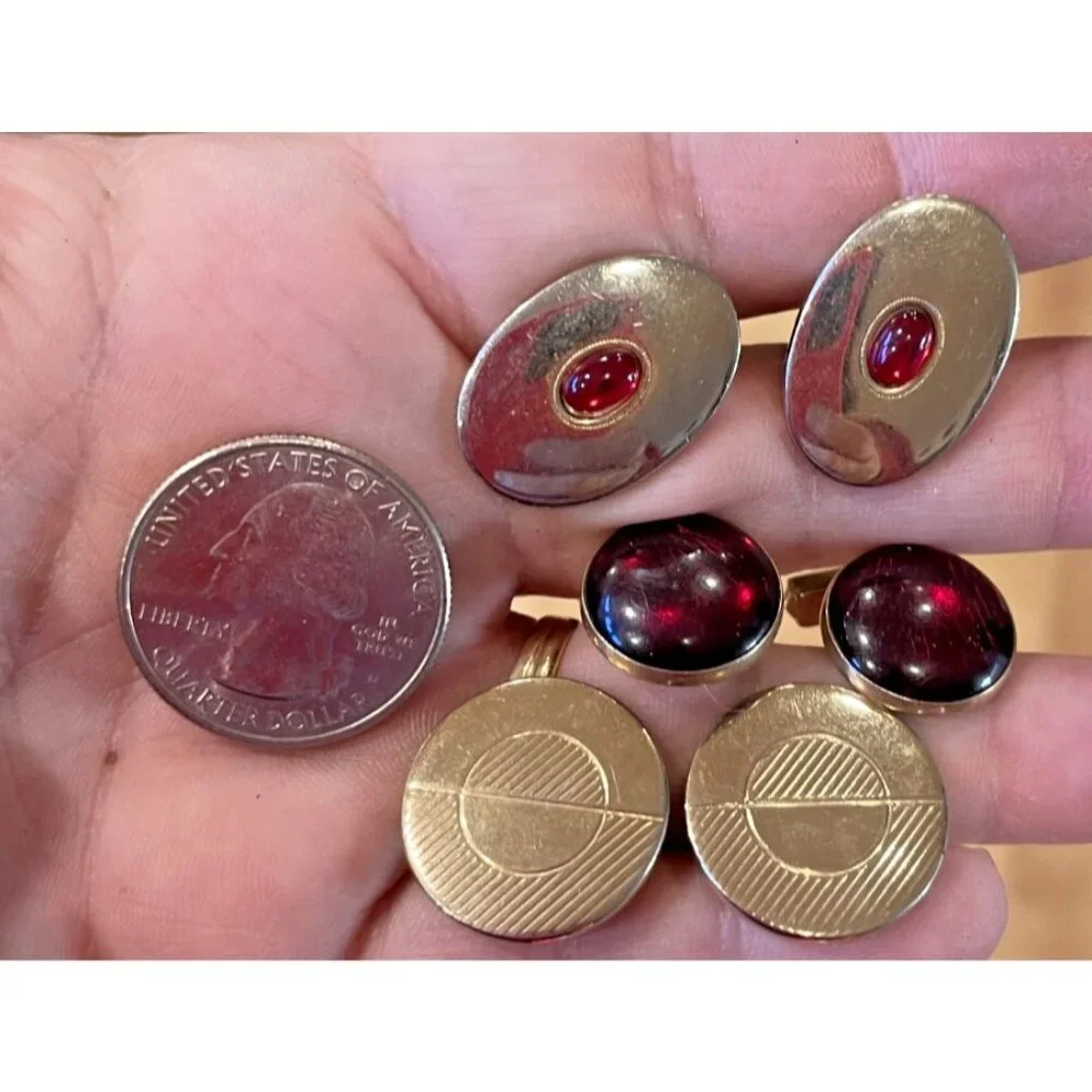 Men's Cufflinks 6 sets Tie Tacks Gold with 4 Tie Tacks Lot‎